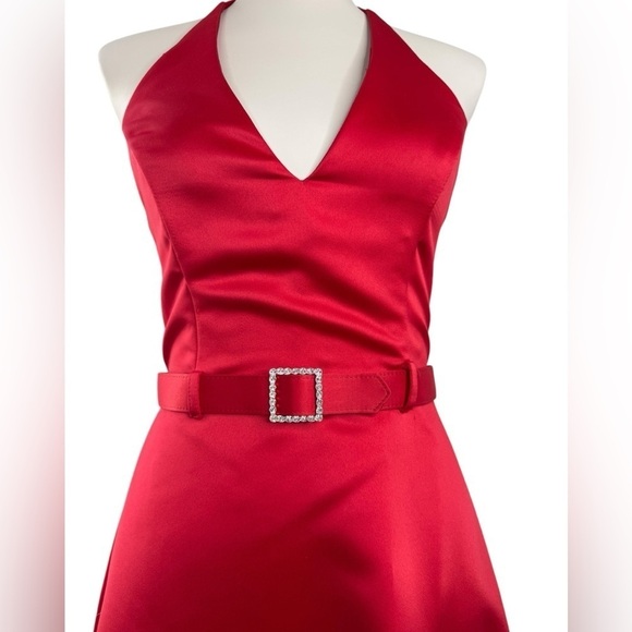 Vintage Scott McClintock Jewel Ruby Red Halter Prom Dress Size 4P 4 Petite - Picture 15 of 16